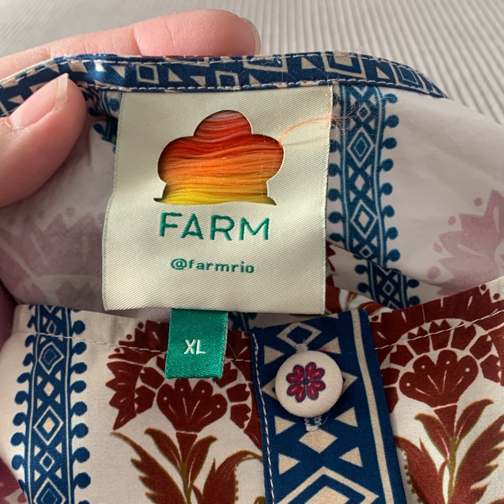 FARM Rio size XL Romantic lightness Multicolor Floral Romper puff sleeve white s - Picture 4 of 12